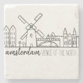 Amsterdam Skyline Stenen Onderzetter (Voorkant)