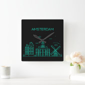 Amsterdam skyline vierkante klok (Huis)