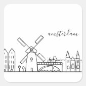 Amsterdam Skyline Vierkante Sticker (Voorkant)