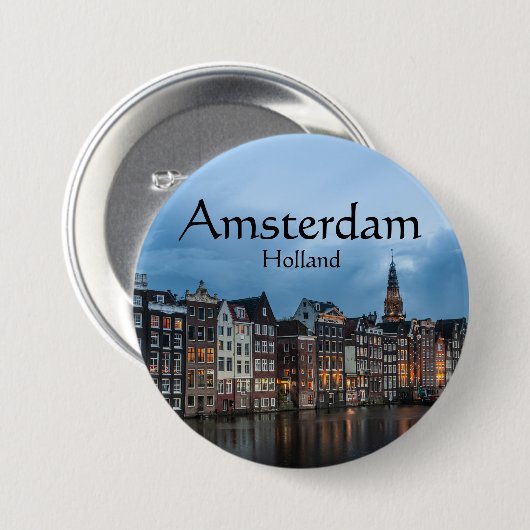 Amsterdam Souvenir Ronde Button 7,6 Cm (Voorkant /achterkant)