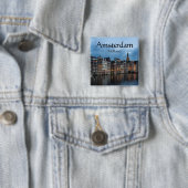 Amsterdam Souvenir Vierkante Button 5,1 Cm (In situ)