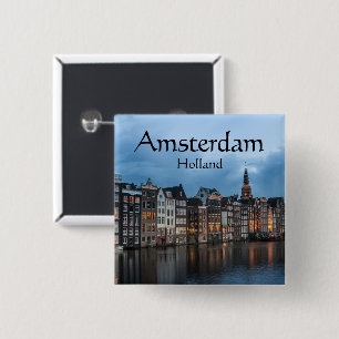 Amsterdam Souvenir Vierkante Button 5,1 Cm