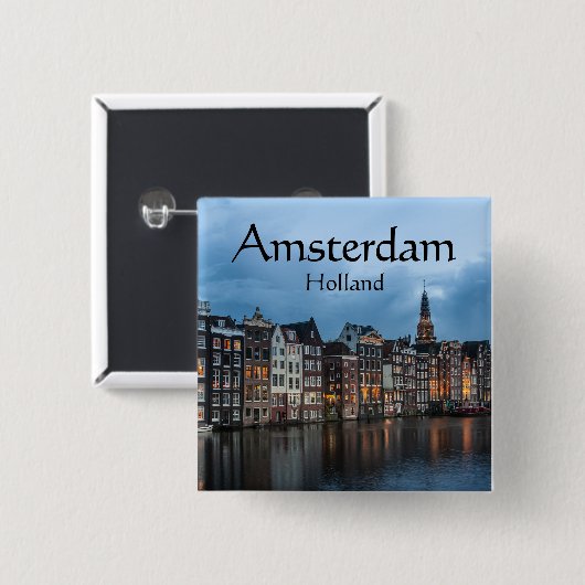 Amsterdam Souvenir Vierkante Button 5,1 Cm (Voorkant /achterkant)