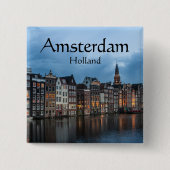 Amsterdam Souvenir Vierkante Button 5,1 Cm (Voorkant)