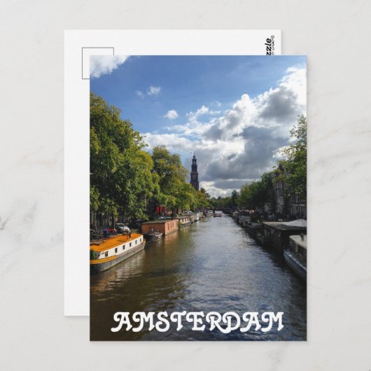 Amsterdam Spring Canal Prinsengracht Briefkaart (Voorkant / Achterkant)