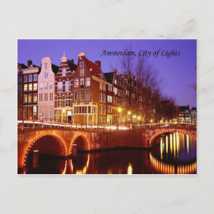 Amsterdam, stad Lights (door St.K.) Briefkaart
