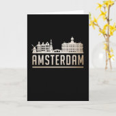 Amsterdam Stad Silhouette Grappig Cadeau Idee Kaart (Gele Bloem)