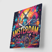 Amsterdam - stad van de fietsen vierkante klok (Hoek)