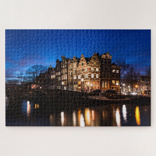 Amsterdam stadscentrum 's nachts legpuzzel (Horizontaal)