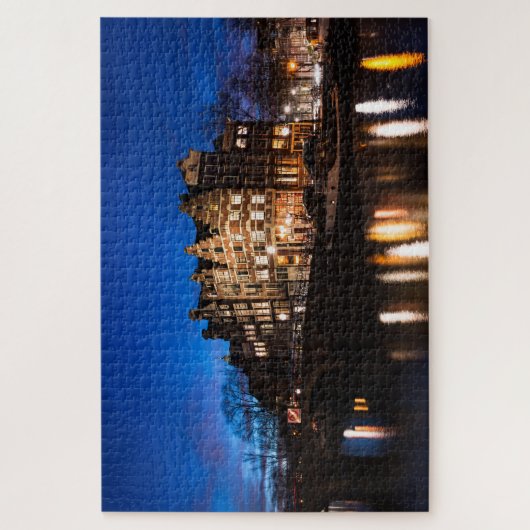 Amsterdam stadscentrum 's nachts legpuzzel (Verticaal)