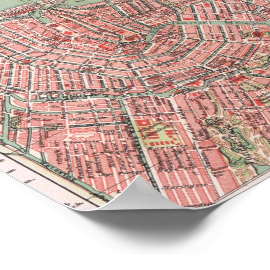 Amsterdam, stadskaart, oude poster (Hoek)