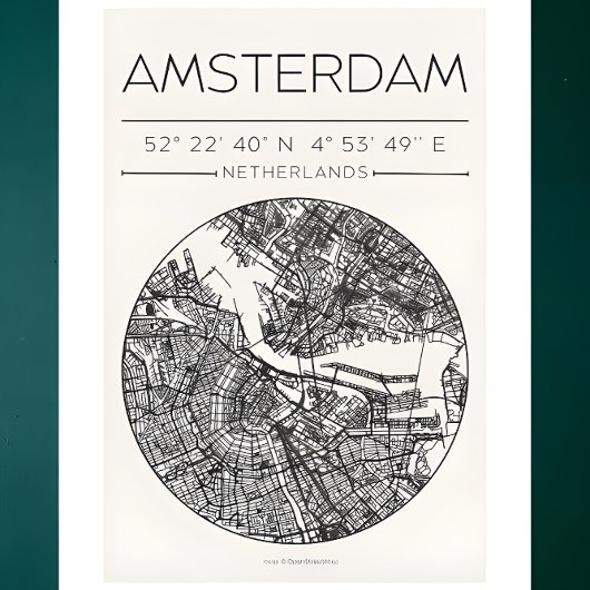 Amsterdam Stadsplattegrond Poster – Minimalistisch