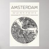Amsterdam Stadsplattegrond Poster – Minimalistisch (Voorkant)