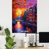 Amsterdam Stadssilhouet Poster – Nederlandse Stads (Thuiskantoor)