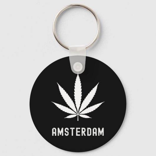 Amsterdam Stoner Pot Leaf Reis Vakantie Sleutelhanger (Voorkant)