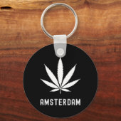 Amsterdam Stoner Pot Leaf Reis Vakantie Sleutelhanger (Voorkant)