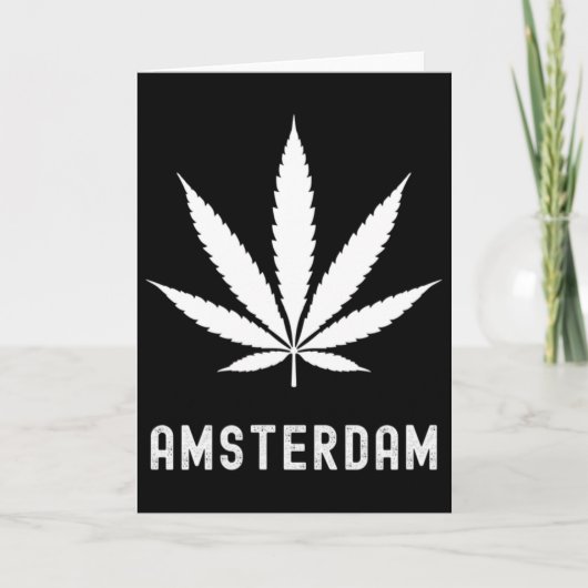 Amsterdam Stoner Pot Leaf Travel Vacation  Kaart (Voorkant)