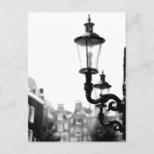 Amsterdam Street Lamps Black and White Briefkaart