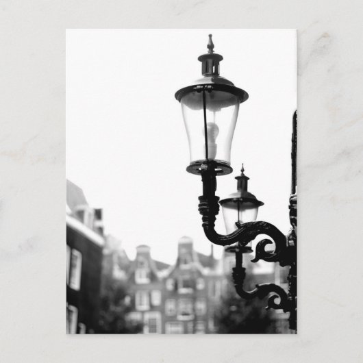 Amsterdam Street Lamps Black and White Briefkaart (Voorkant)