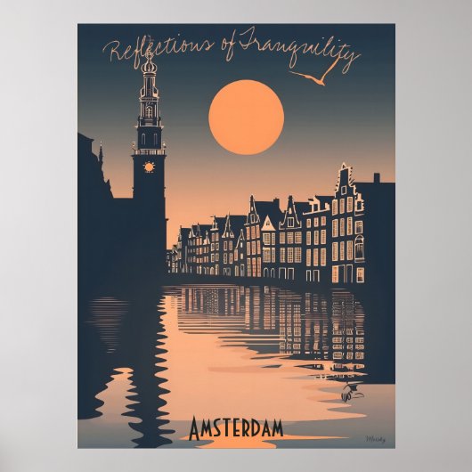 Amsterdam Sunset - Canal Silhouette Reflections Poster (Voorkant)