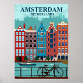 Amsterdam The Netherlands Travel Poster (Voorkant)