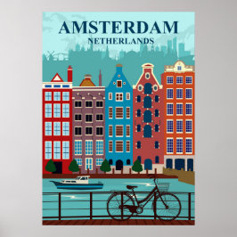 Amsterdam The Netherlands Travel Poster