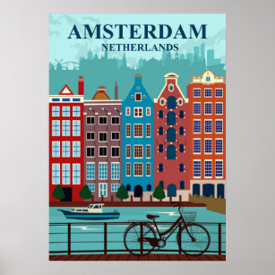 Amsterdam The Netherlands Travel Poster