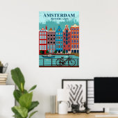 Amsterdam The Netherlands Travel Poster (Thuiskantoor)