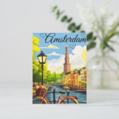 Amsterdam Travel Briefkaart Art, Nederland Postcar (Staand voorkant)