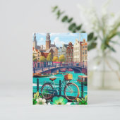 Amsterdam Travel Briefkaart Art, Nederland Postcar (Staand voorkant)