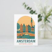 Amsterdam Travel Postcard - Vintage Dutch City Briefkaart (Staand voorkant)