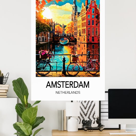 Amsterdam Travel Poster (Thuiskantoor)