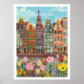 Amsterdam Travel Poster, Amsterdam Nederland Poster (Voorkant)