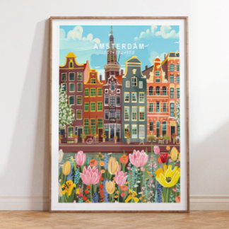 Amsterdam Travel Poster, Amsterdam Nederland Poster