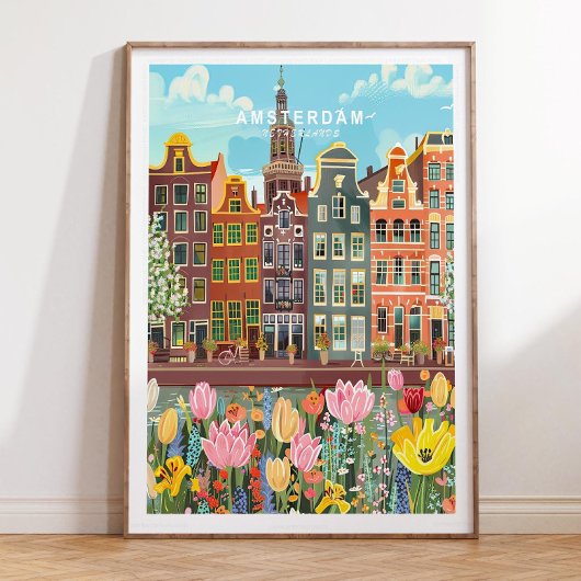 Amsterdam Travel Poster, Amsterdam Nederland Poster