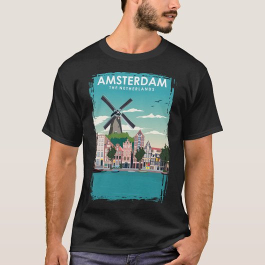 Amsterdam Travel Poster T-shirt (Voorkant)