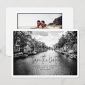 Amsterdam Trouwfoto Save the Date Kaart (Voorkant / Achterkant)