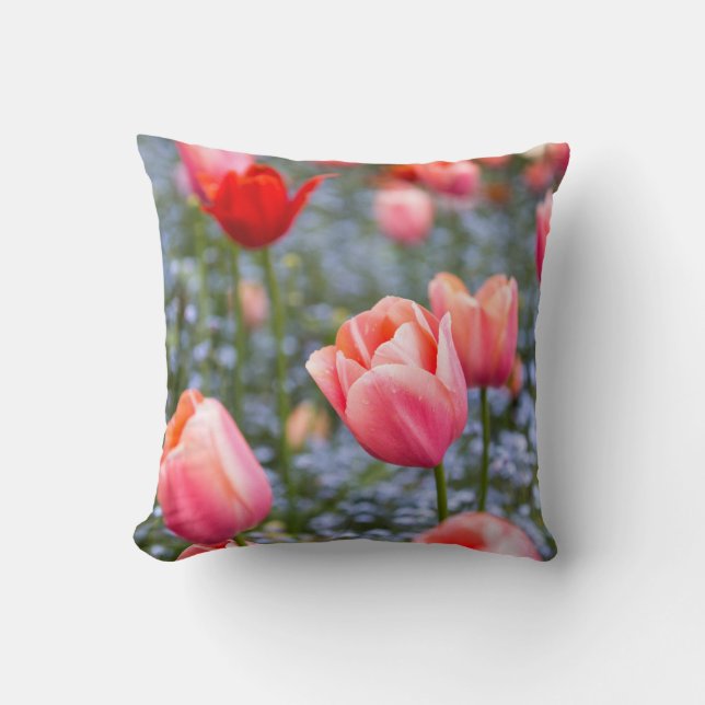 Amsterdam Tulpen Bloemengeworpen Kussen Huisdecora (Voorkant)