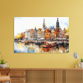 Amsterdam, Uitgerekt canvas Print (Insitu (Woonkamer))