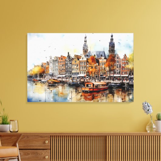 Amsterdam, Uitgerekt canvas Print (Insitu (Woonkamer))