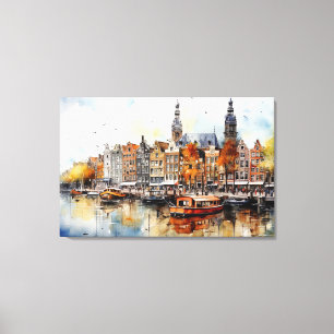 Amsterdam, Uitgerekt canvas Print