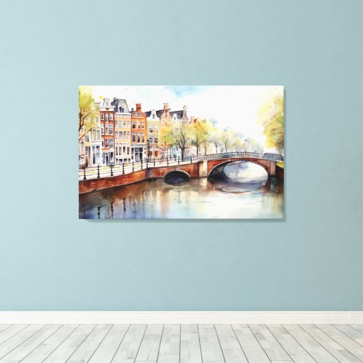 Amsterdam, Uitgerekt canvas Print (Insitu (Houten vloer))