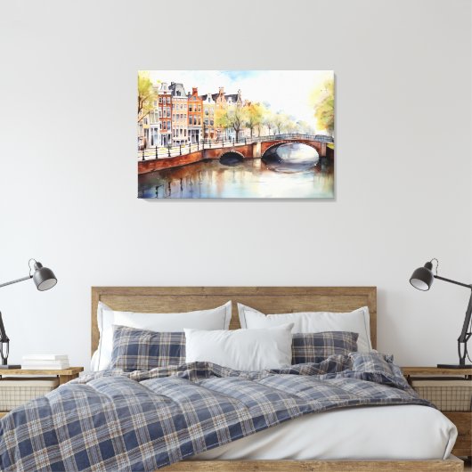 Amsterdam, Uitgerekt canvas Print (Insitu (Slaapkamer))