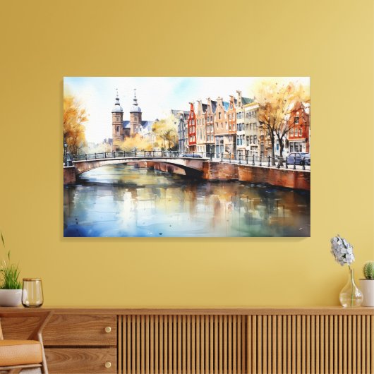 Amsterdam, Uitgerekt canvas Print (Insitu (Woonkamer))