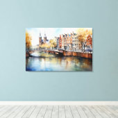 Amsterdam, Uitgerekt canvas Print (Insitu (Houten vloer))