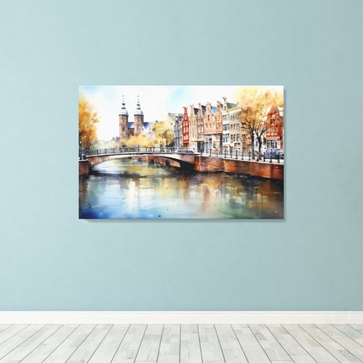 Amsterdam, Uitgerekt canvas Print (Insitu (Houten vloer))