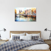 Amsterdam, Uitgerekt canvas Print (Insitu (Slaapkamer))