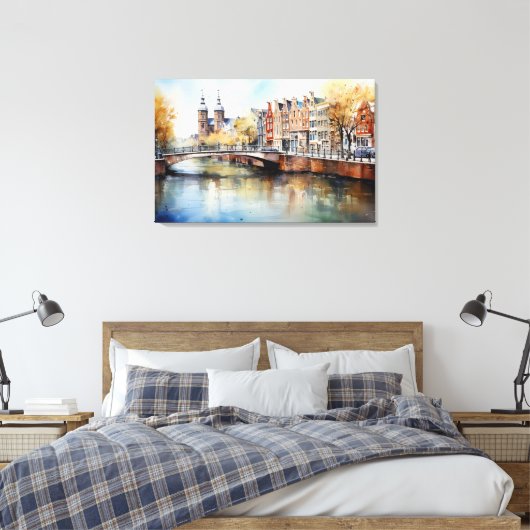 Amsterdam, Uitgerekt canvas Print (Insitu (Slaapkamer))