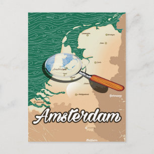 Amsterdam vintage kaart vakantieposter