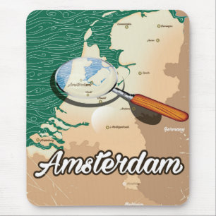 Amsterdam vintage kaart vakantieposter muismat